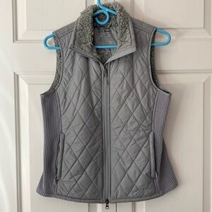 Silver quilted vest with fuzzy lining